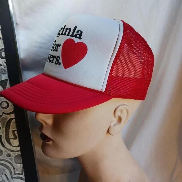 Vintage Virginia Is For Lovers Trucker Hat White Red - Picture 2 of 8
